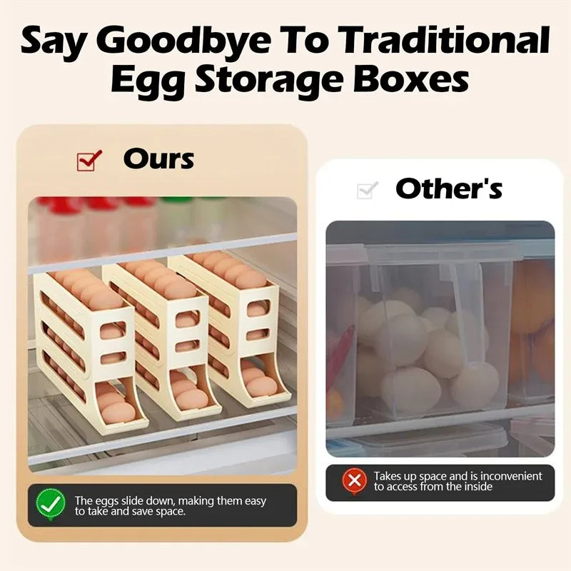 Egg storage box multi-layer automatic sliding refrigerator side door egg dedicated rack super space saving sorting tool