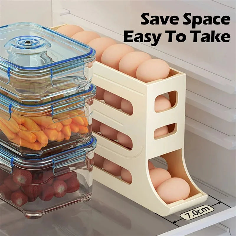 Egg storage box multi-layer automatic sliding refrigerator side door egg dedicated rack super space saving sorting tool