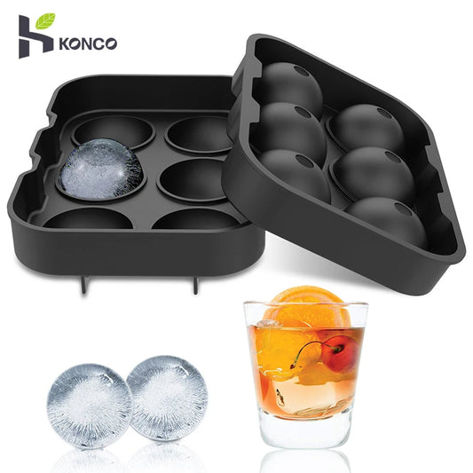 Konco Silicone Ice Mold Maker Ball Mold Whiskey Drink Ice Ball Form Bar Acceesories Black Color Ice Mold Kitchen Tools