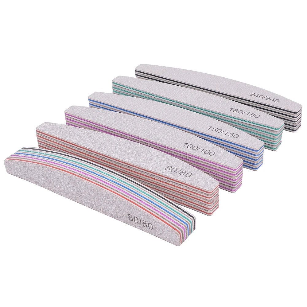 5/10Pcs Professional Nail File 100/180 Sandpaper Strong Thick Nail Files Sanding Half Moon Lime nail accessories and Tools