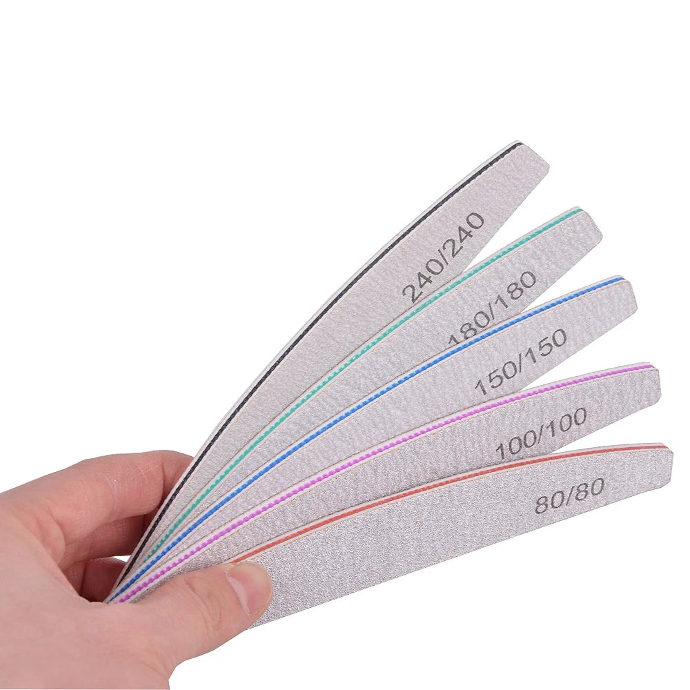 5/10Pcs Professional Nail File 100/180 Sandpaper Strong Thick Nail Files Sanding Half Moon Lime nail accessories and Tools