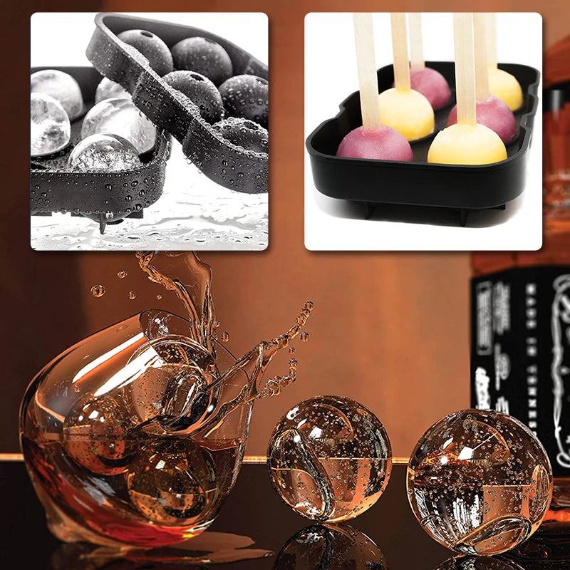 Konco Silicone Ice Mold Maker Ball Mold Whiskey Drink Ice Ball Form Bar Acceesories Black Color Ice Mold Kitchen Tools