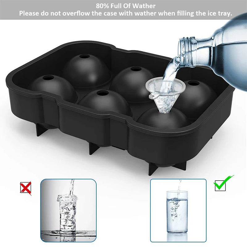 Konco Silicone Ice Mold Maker Ball Mold Whiskey Drink Ice Ball Form Bar Acceesories Black Color Ice Mold Kitchen Tools