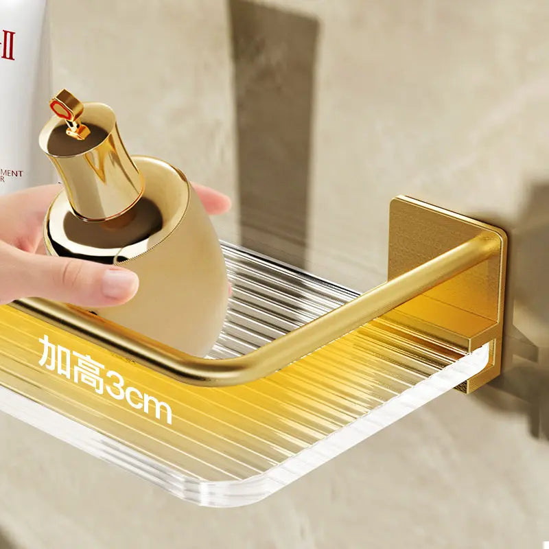 Bathroom Wall Hanging Punch-free Towel Shelving Washroom Toiletries Organizing Rack Kitchen Acrylic Gold Storage Rack