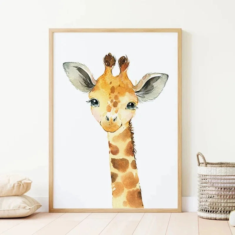 Modern Zoo Elephant Giraffe Canvas Prints Set of Three Animal Wall Art Poster Picture for Children's Room Bedroom Decor Cuadros