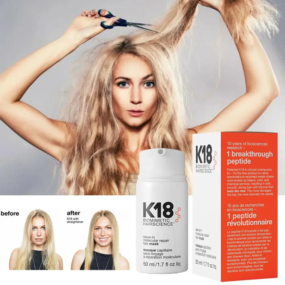 K18 Leave-In Molecular Repair Hair Mask Softens Restores Damaged Hair Deep Keratin Treatment for Hair and Scalp Hair Care