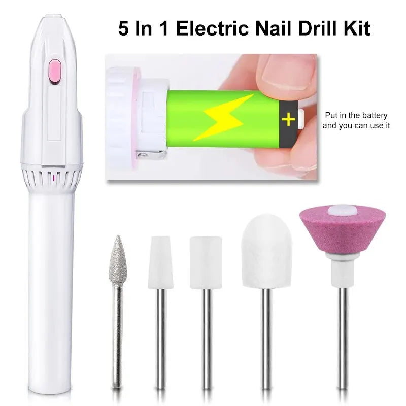 5 In 1 MINI Electric Nail Drill Kit Manicure Pedicure Grinding Polishing Nail Art Sanding File Pen Tools Machine