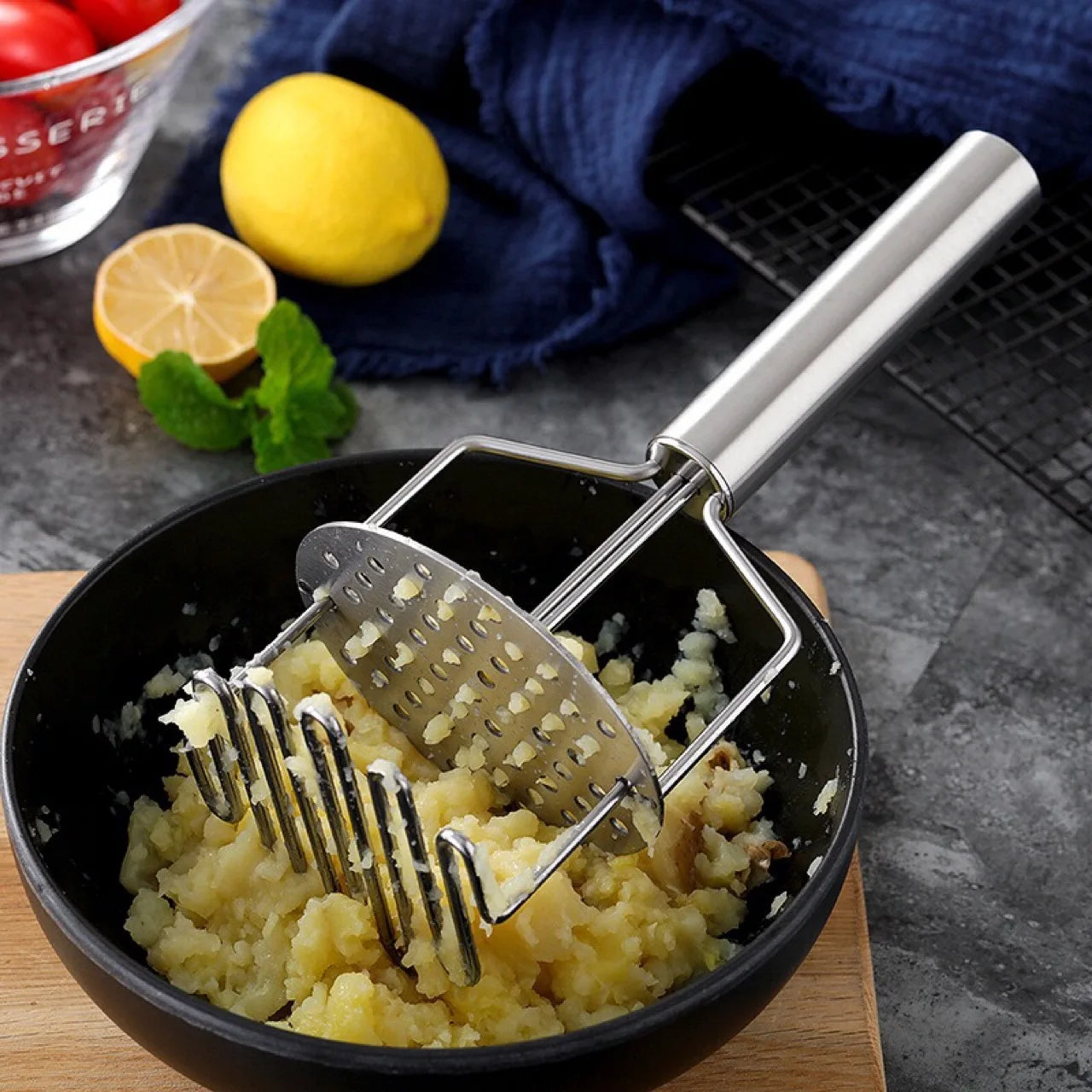 Double-layer Wavy Potato Masher Stainless Steel Mud Pressure Machine Kitchen Vegetable Fruit Press Crusher Chopper Cooking Tools