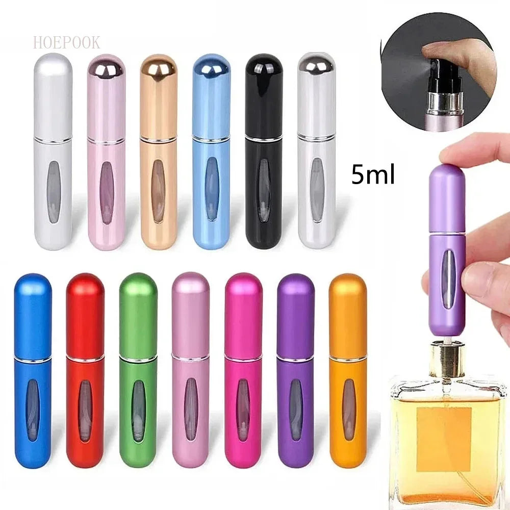 5ml Refillable Metal Perfume Bottle with Spray Fragrance Pump Portable Travel Cosmetic Container Mini Spray Atomizer Bottle