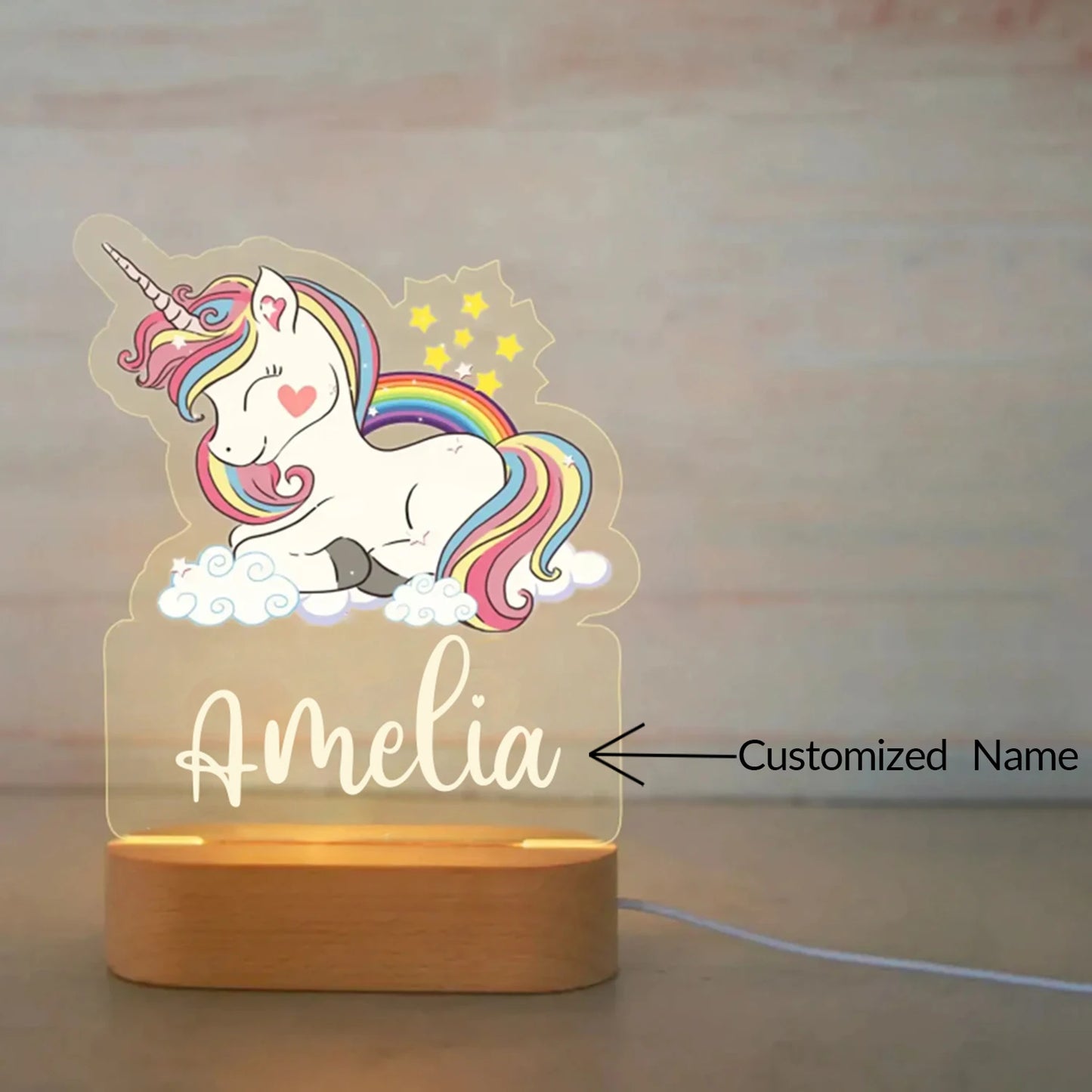 Personalized Children Animal Night Light Custom Name Acrylic Lamp For Baby Kids Bedroom Home Decoration Neonate Birthday  Gift