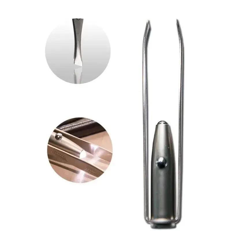 1pc Portable Stainless Steel Smart Design Eyebrow Hair Remove Tweezer With LED Light Makeup Tool