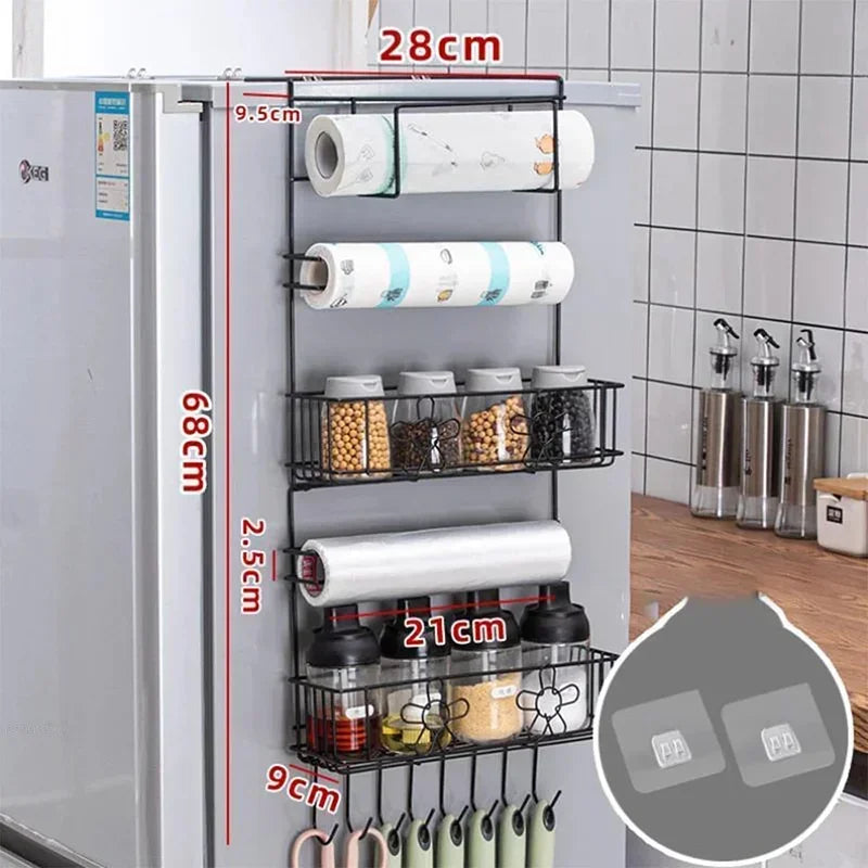 Refrigerator Side Organizer Multilayer Fridge Wall Side Hanger Shelf Kitchen Spice Organizer Refrigerator Rack Kitchen Gadgets