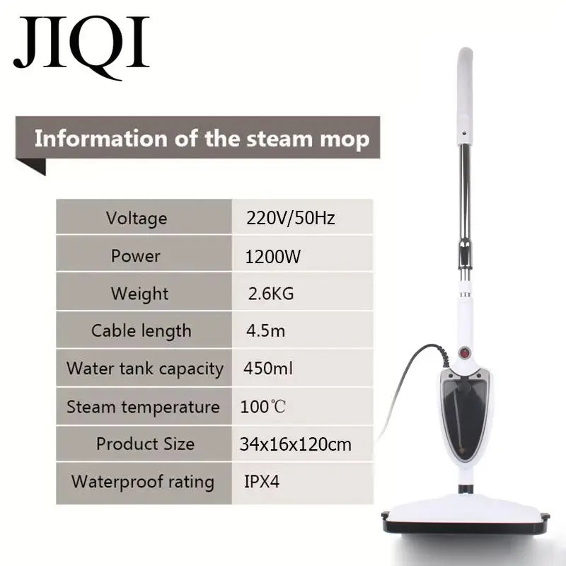 JIQI 1200W Multifunctional Steam mop High temperature sterilization Household mite removal Steam cleaner 220V EU plug