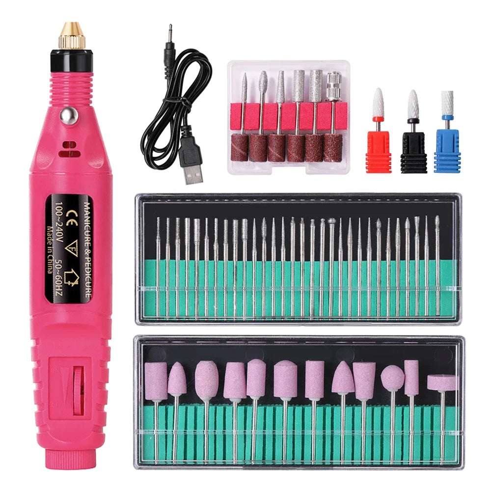 LULAA Electric Nail Drill Machine Set Pedicure Grinding Equipment Mill For Manicure  Professional Strong Nail Polishing Tool