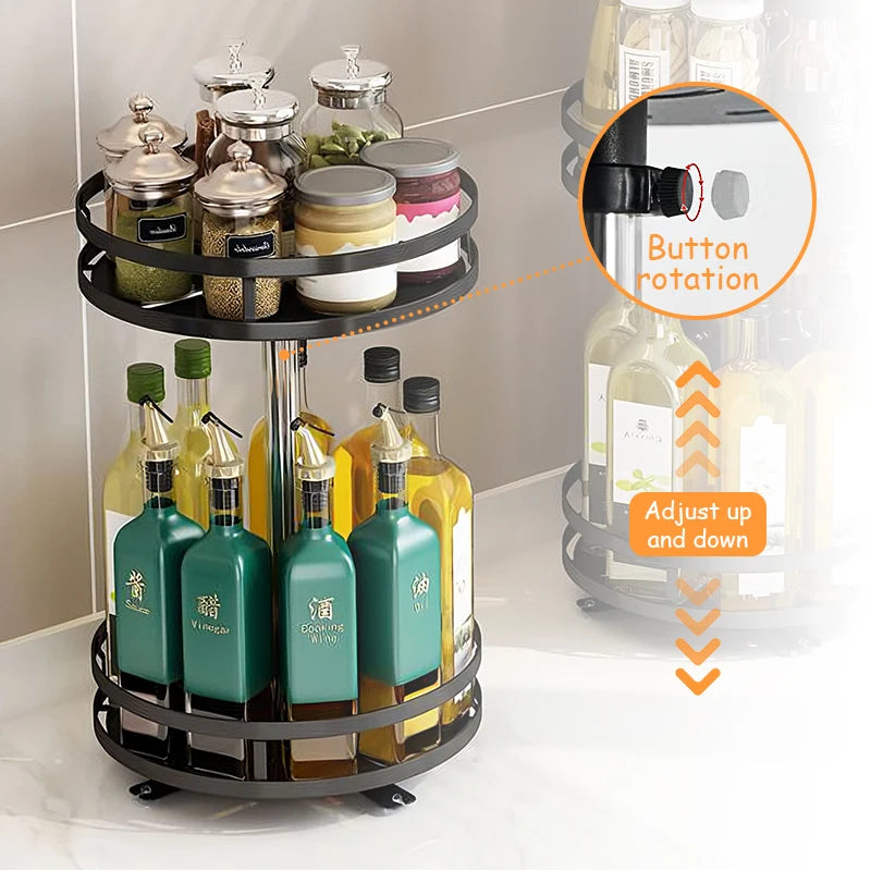 360 ° Rotating Spice Jar Glass Organizer Multifunctional Condiment Shelf Kitchen Salt Flavor Container Flavouring Tank Shelf