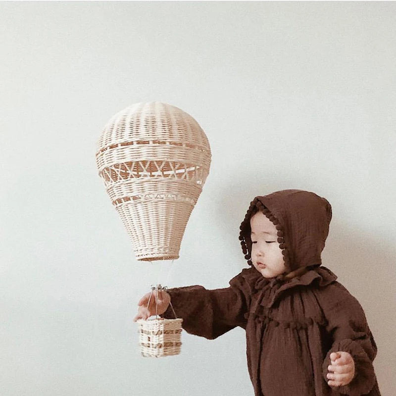 Durable Woven Hand-woven Rattan Hot Air Balloon for Home Decor Kids Room Decoration Pendant Handmade Balloon Crafts Photo Props