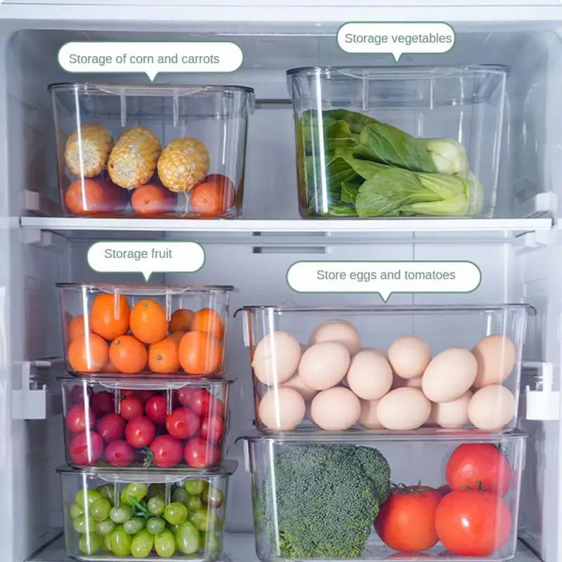 Refrigerator Storage Box Fresh-keeping Vegetable Fruit Egg Organization Box With Lid Home Kitchen Storage Jars