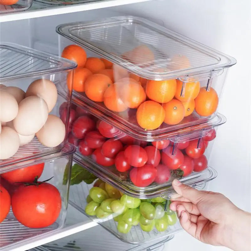 Refrigerator Storage Box Fresh-keeping Vegetable Fruit Egg Organization Box With Lid Home Kitchen Storage Jars