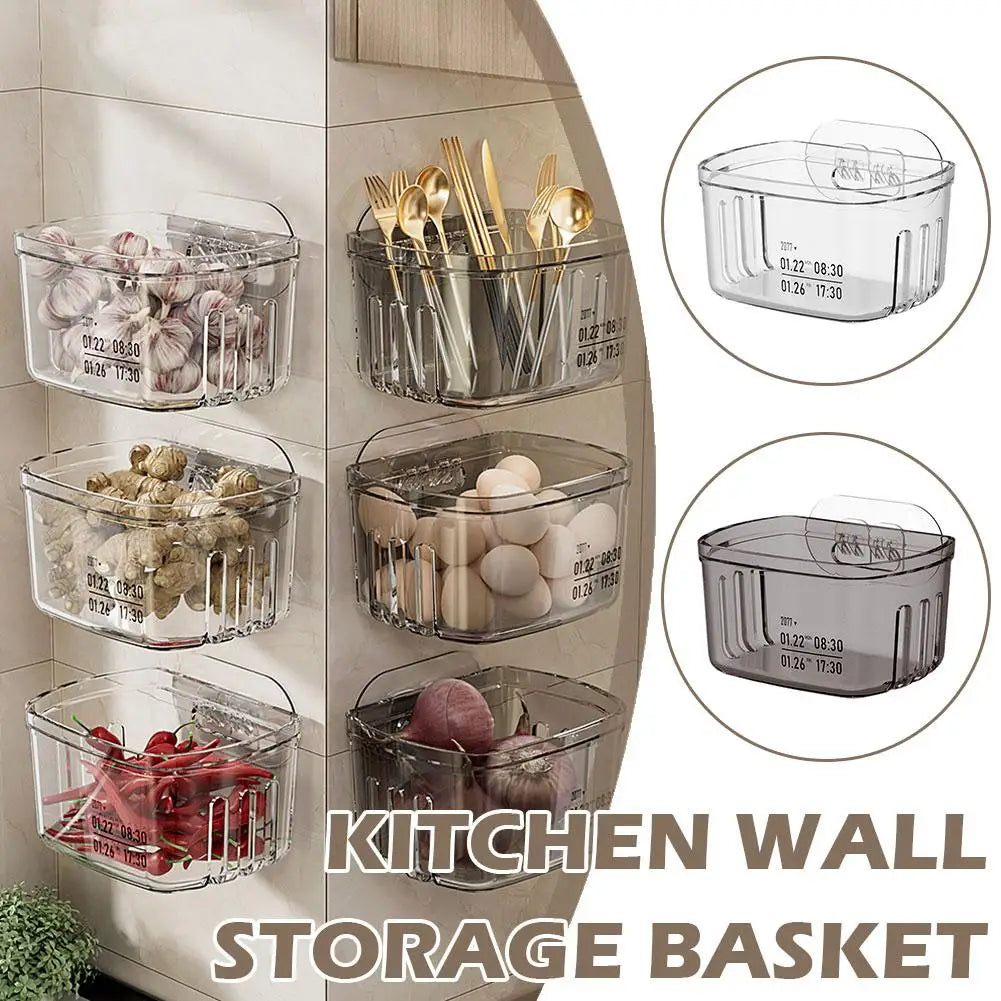 Kitchen Onion Ginger Garlic Storage Rack Transparent Space Save Storage Basket Wall-mounted Garlic Organization Box L1P6