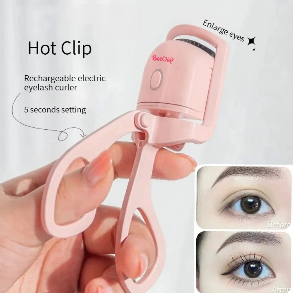 Pink Electric Eyelash Curler Charging Model Fast Heating Portable Shaping and Lasting Curling Eyelash Clip