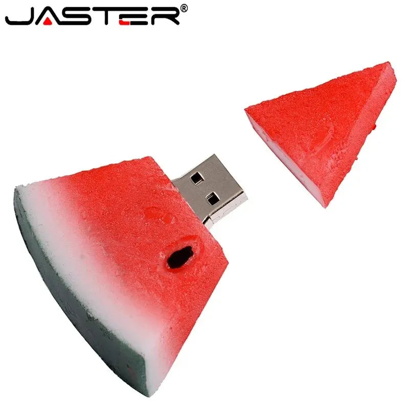 JASTER Watermelon USB Flash Drive 64GB Cute Fruit Memory Stick 32GB Creative Gifts For Kids Pen Drive 16GB Red External Storage