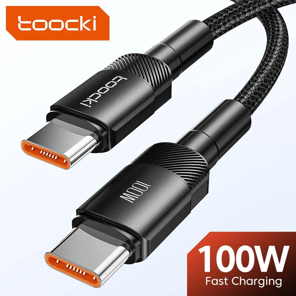 Toocki 100W Type C to USB C Cable PD 3.0 Quick Charge 4.0 Fast Charging Type C to Type C for iPhone 15 Macbook Samsung Xiaomi