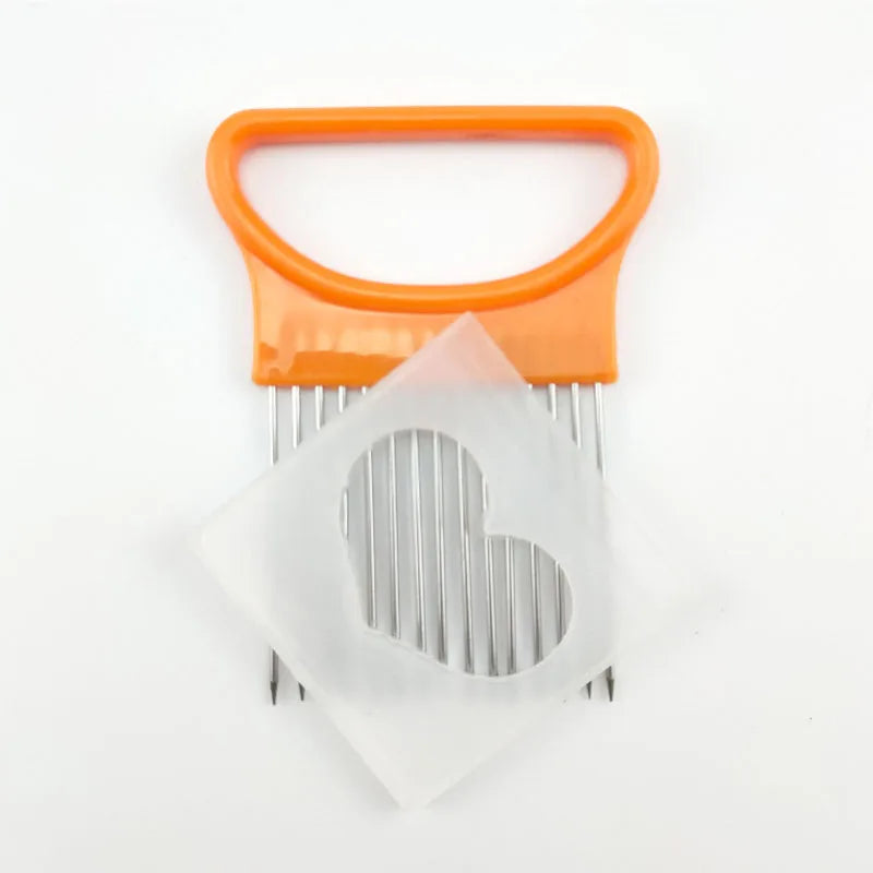 Stainless Steel Onion Cutter Holder Food Slicers Assistant Tomato Onion Slicer Holder Vegetables Cutting Fork Kitchen Gadgets