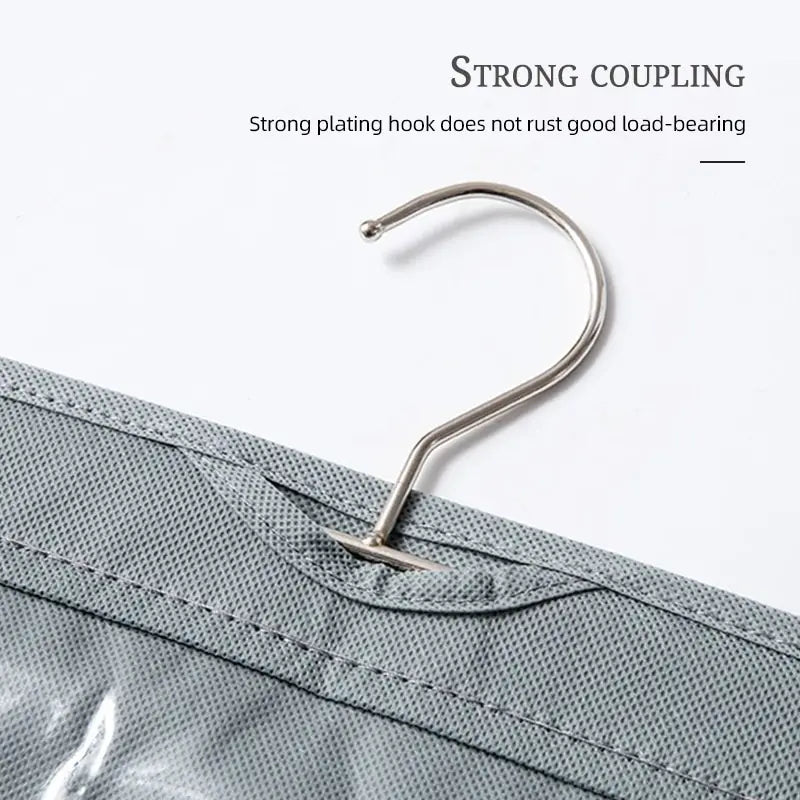 6 Pocket Hanging Handbag Organizer For Wardrobe Closet Gray Waterproof Storage Bag Door Wall Clear Sundry Bag With Hanger Pouch