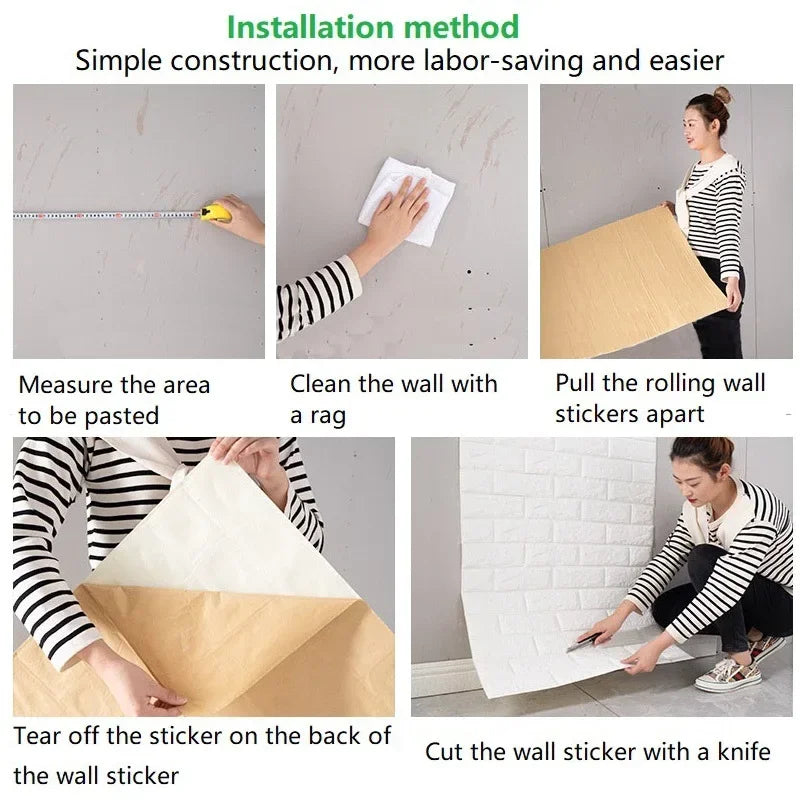 1/3/5/10 M 3D Self-adhesive Wallpaper Stickers 3M Brick Wall Stickers Home Decor Wallpaper for Walls DIY Bedroom Papel De Parede