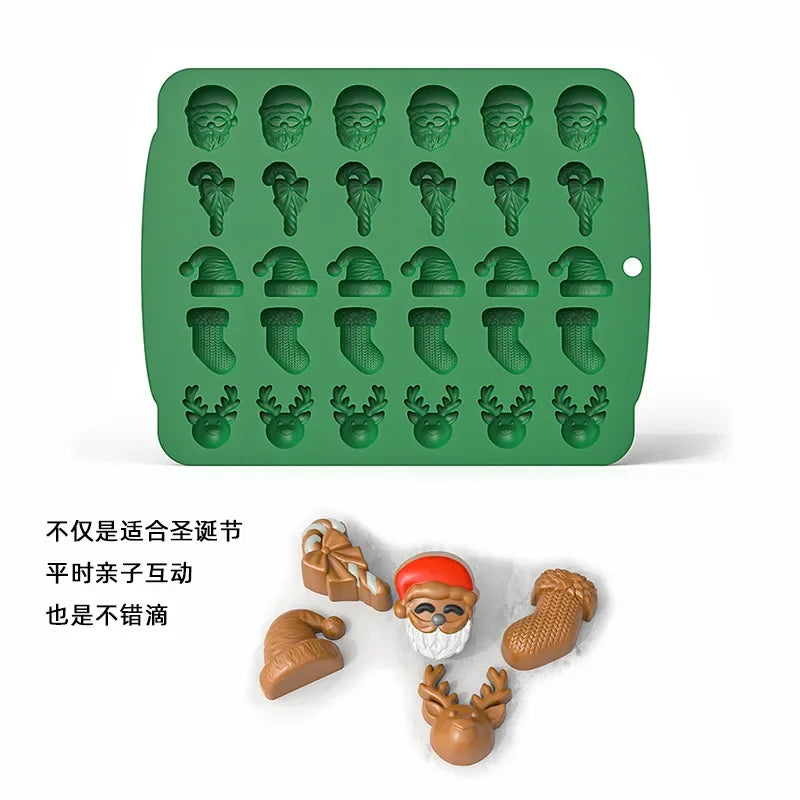 2024 Christmas Silicone Chocolate Mold Gingerbread Man Xmas Tree Snowman Gloves Gummy Candly Mould Kitchen Party DIY Baking Tool