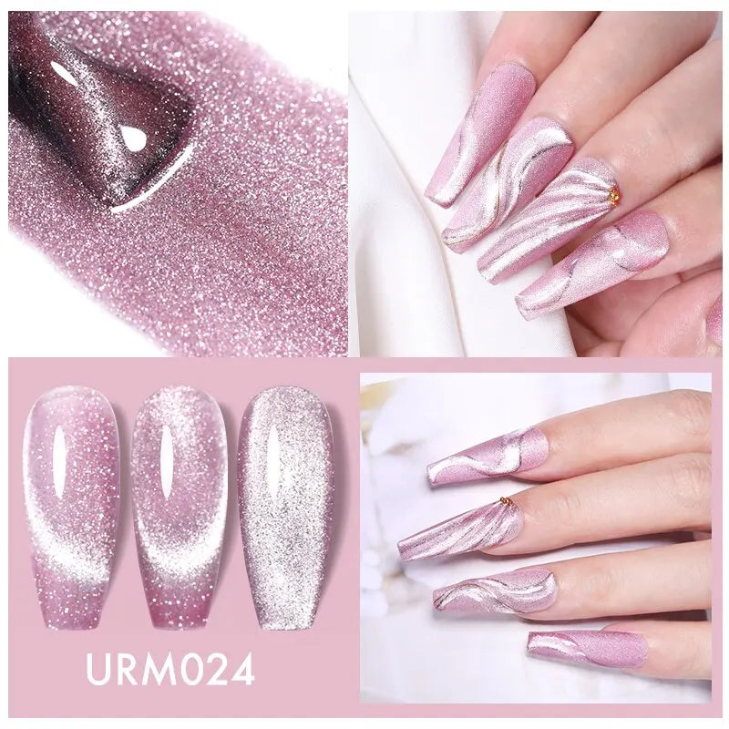 UR SUGAR 7.5ml Reflective Magnertic Gel Nail Polish Laser Silver Pink Magnetic Gel Soak Off UV LED Nail Manicure Varnish UV Gel