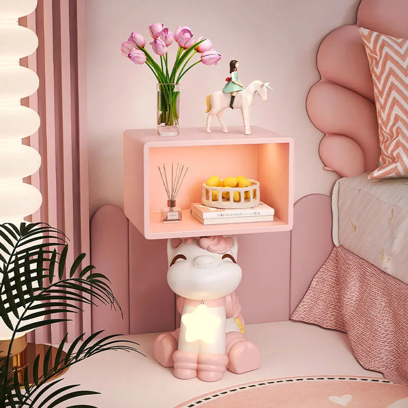 Bedroom Bedside Table Girl Room Decoration Accessories Creative Pink Furniture Gift Modern Cream Style Cartoon Horse Night Stand