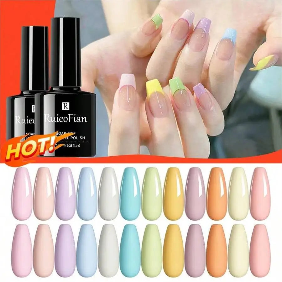 12pcs Macaron Gel Nail Polish Spring Summer Candy Set Pink Blue Color For Manicure Semi Permanent Soak Off Nail Art Gel Varnish