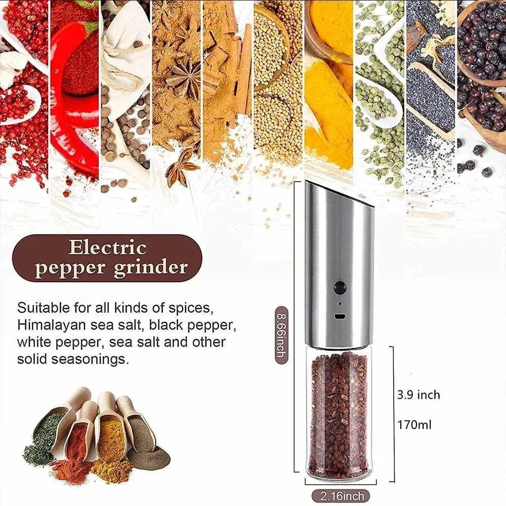 Xiaomi Electric Salt and Pepper Grinder USB Rechargeable Eletric Pepper Mill Shakers Automatic Spice Steel Machine Kitchen Tool