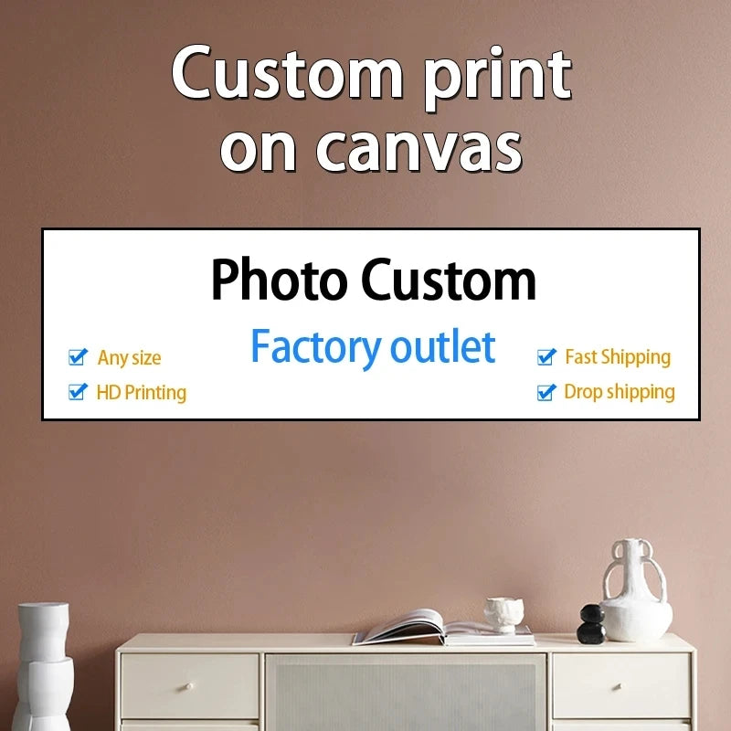 YWDECOR Custom Painting Canvas HD Print Customized Your Picture Personalized Wall Art Poster Photos for Living Room Home Decor