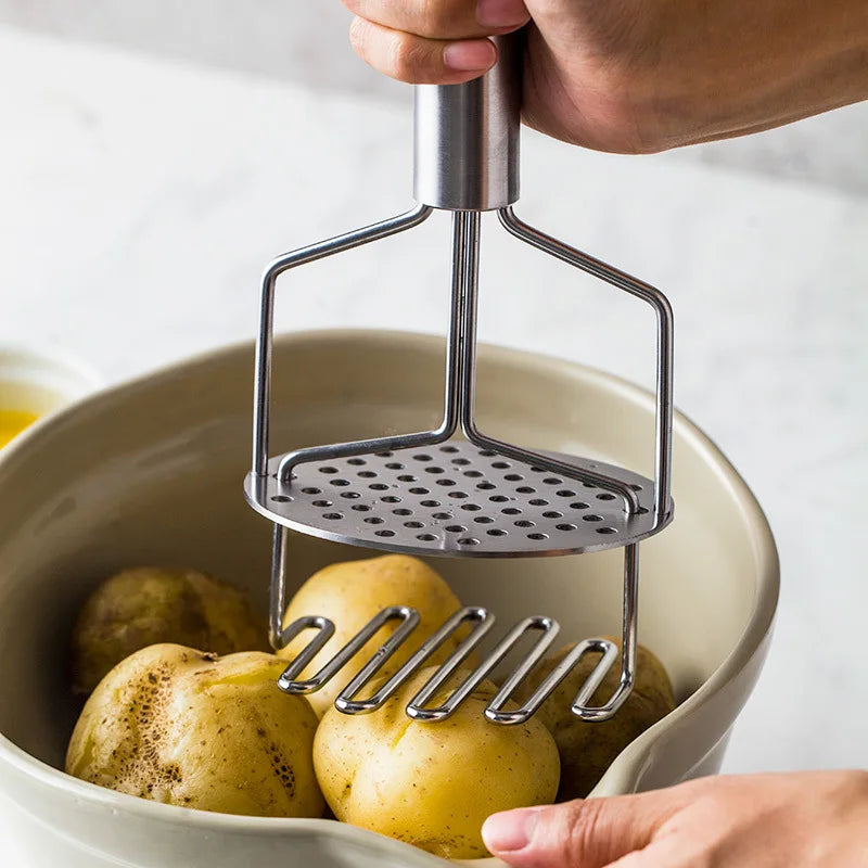 Double-layer Wavy Potato Masher Stainless Steel Mud Pressure Machine Kitchen Vegetable Fruit Press Crusher Chopper Cooking Tools