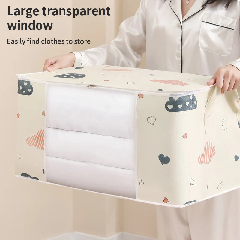 Storage Bag Clothes Blanket Quilt Sweater Foldable Organizer Box Durable Cartoon Print Winter Clothes Cabinet