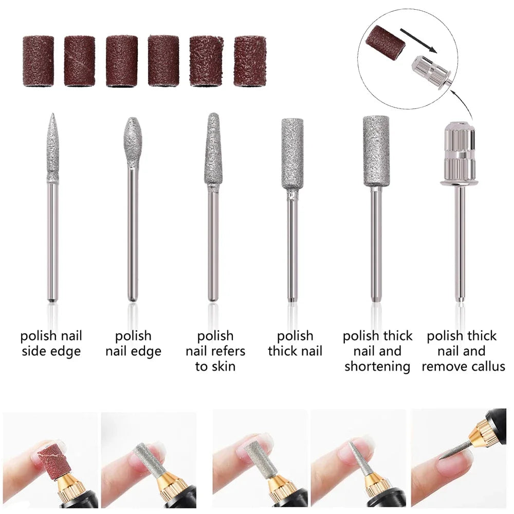 LULAA Electric Nail Drill Machine Set Pedicure Grinding Equipment Mill For Manicure  Professional Strong Nail Polishing Tool