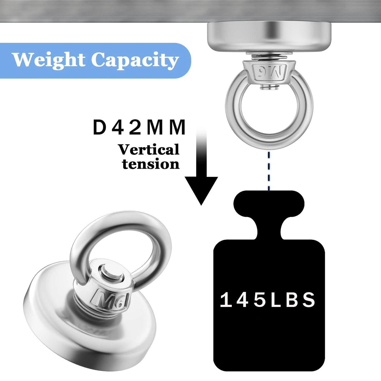 Super Strong Neodymium Fishing Magnet Hook N52 Heavy Duty Rare Earth Magnet with Countersunk Hole Eyebolt Salvage Magnet Imans