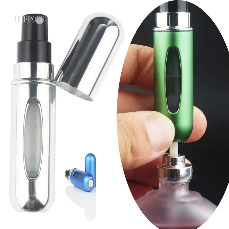 5ml Refillable Metal Perfume Bottle with Spray Fragrance Pump Portable Travel Cosmetic Container Mini Spray Atomizer Bottle