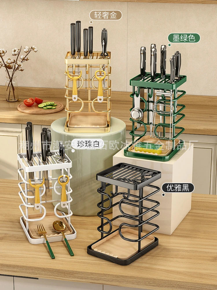 Kitchen Acceesories Multifunctional Shelf Stainless Steel Knife Holder Chopsticks Tube Storage Rack Organizers Kitchen and Home