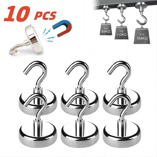 10PCS Strong Magnetic Hooks Multi-Purpose Storage Hooks Home Kitchen Bar Storage Hooks Key Storage Hooks Bathroom Hangers