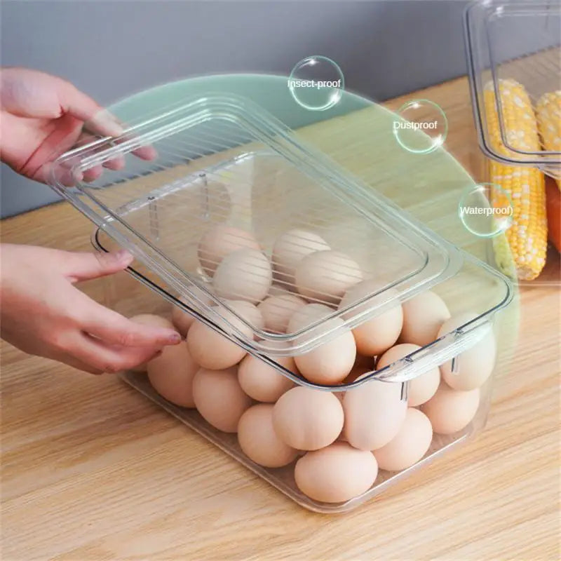 Refrigerator Storage Box Fresh-keeping Vegetable Fruit Egg Organization Box With Lid Home Kitchen Storage Jars