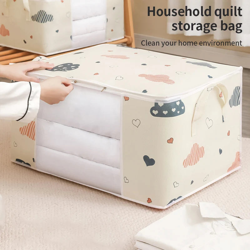 Storage Bag Clothes Blanket Quilt Sweater Foldable Organizer Box Durable Cartoon Print Winter Clothes Cabinet