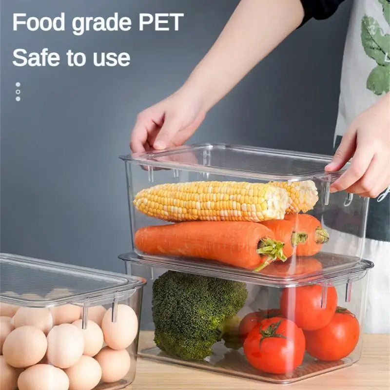 Refrigerator Storage Box Fresh-keeping Vegetable Fruit Egg Organization Box With Lid Home Kitchen Storage Jars