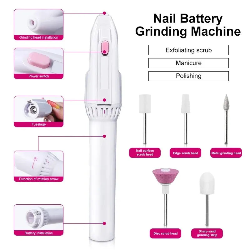 5 In 1 MINI Electric Nail Drill Kit Manicure Pedicure Grinding Polishing Nail Art Sanding File Pen Tools Machine