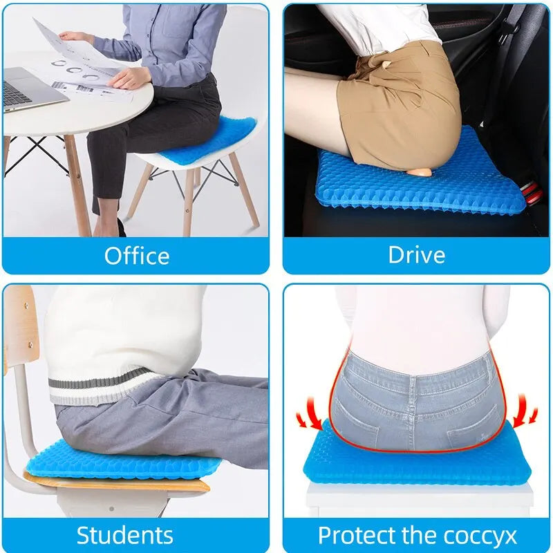 Gel Seat Cushion Summer Breathable Honeycomb Design For Pressure Relief Back Tailbone Pain - Home Office Wheelchair Chair Cars