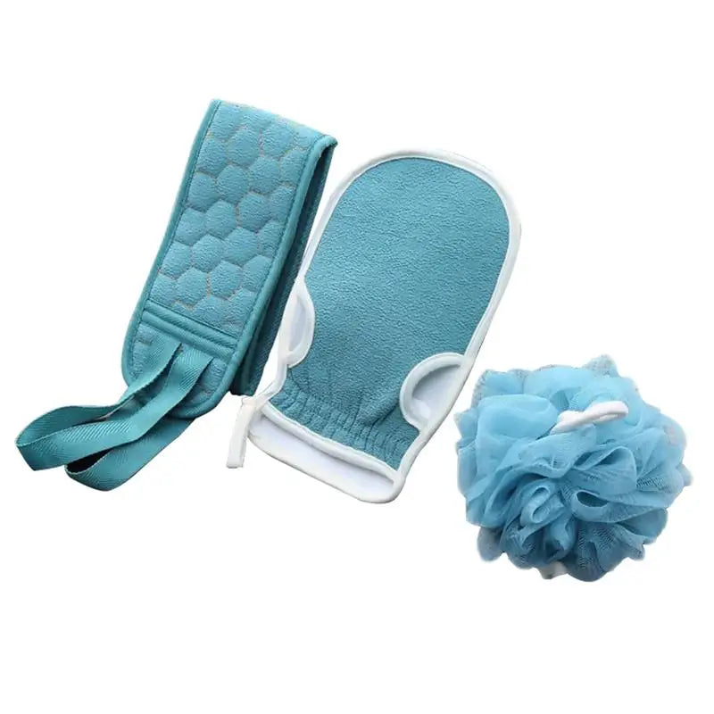 3Pcs Body Cleaning Washcloth Soft Brush Home Hotel Bathroom Shower Ball Back Scrubber Set Exfoliating Skin Towel Bath Gloves