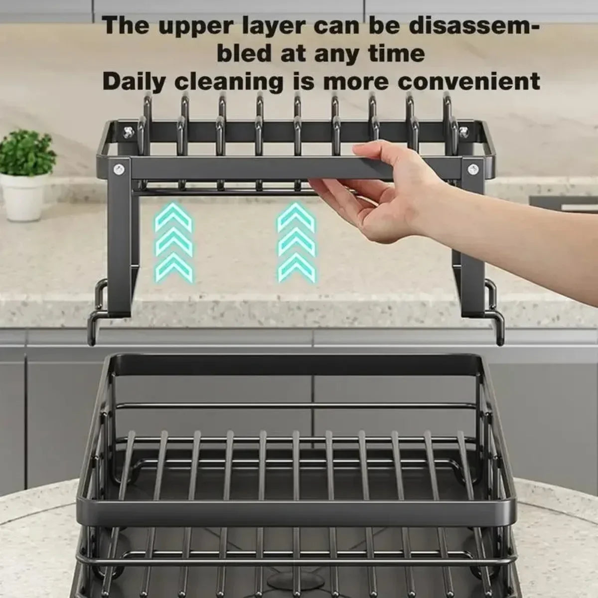 2024 Dish Drying Rack Kitchen Adjustable Stainless Steel 2 Tier Plates Organizer Dish Bowl Drainer Storage Rack Kitchen Utensils