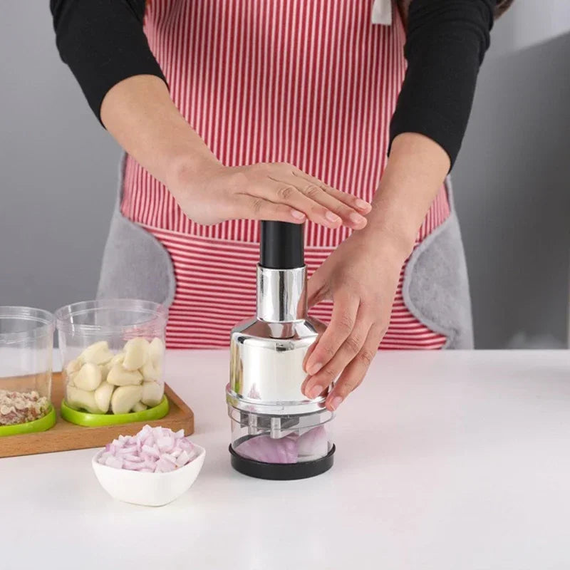 Manual Onion Chopper Stainless Steel Garlic Presser Food Crusher Cutter Meat Mincer Hand Press for Vegetable Kitchen Tool